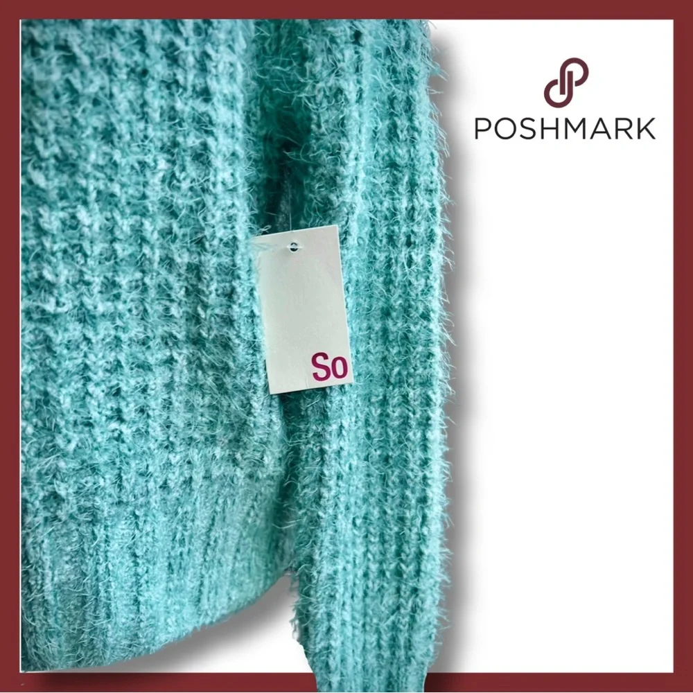 NWT SO Fuzzy Pullover Sweater in Mint Green Size Small - Picture 3 of 8
